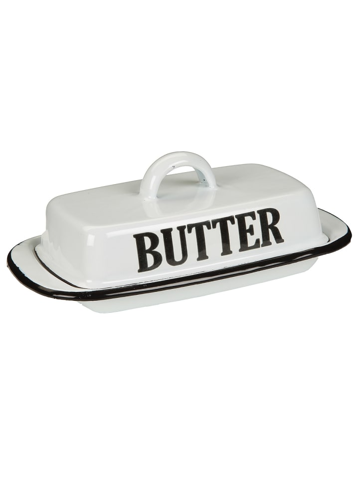 Ambiente Haus Butterdose aus Emaille in antikweiss günstig kaufen onesize