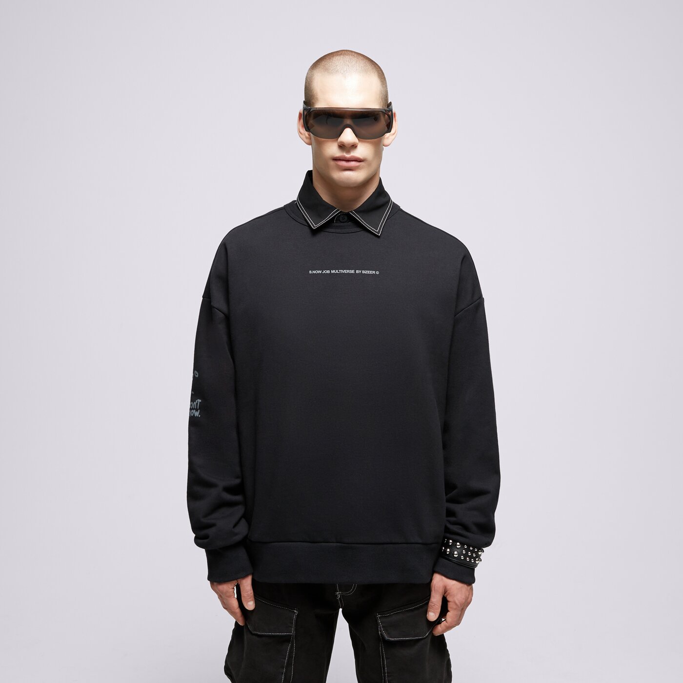 S.NOW JOB SIZEER CREWNECK “I DON'T KNOW” BLACK Schwarz