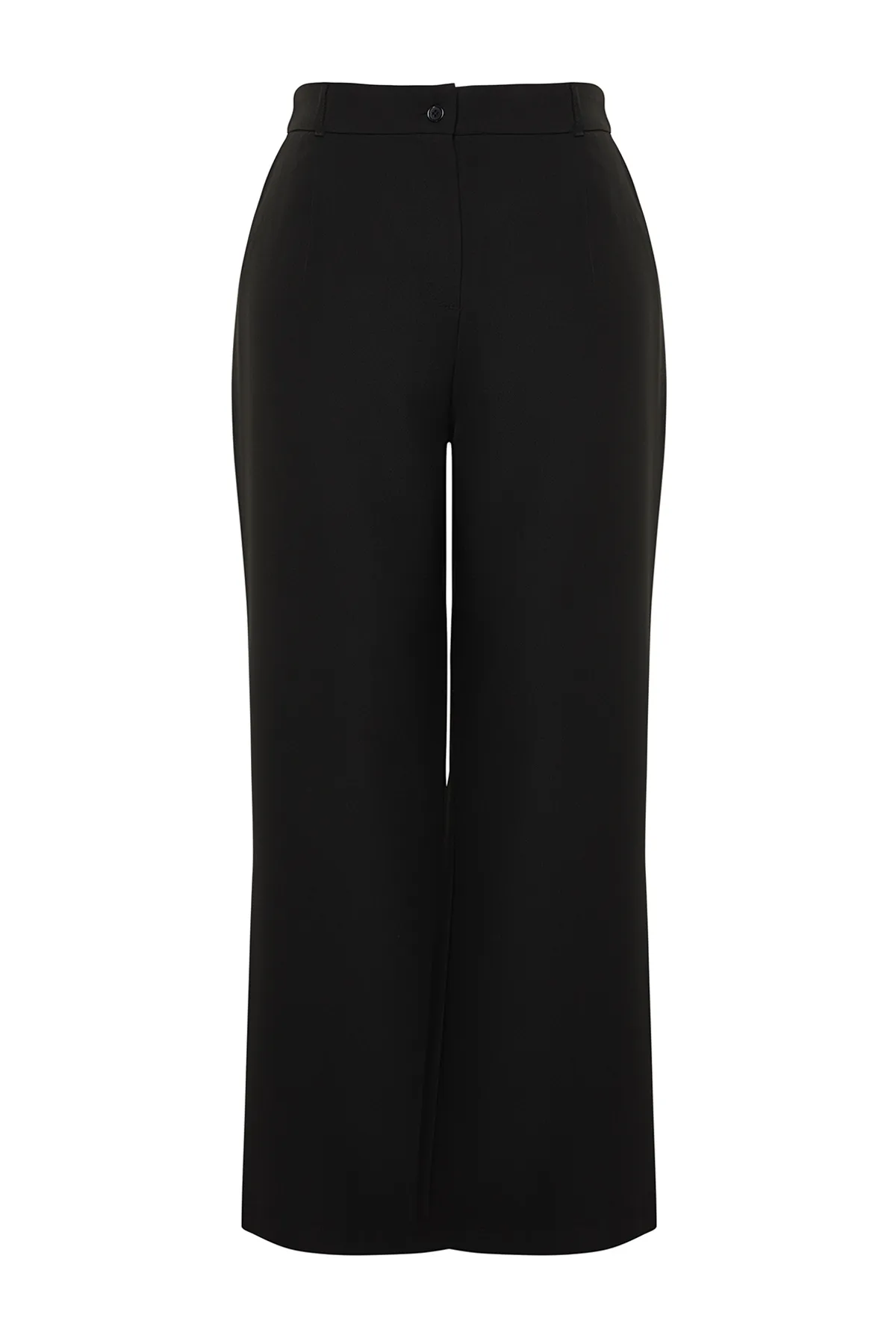 Trendyol Curve  Schwarze High Waist Wide Leg Plissee Webhose mit weitem Bein TBBSS24AR00019
