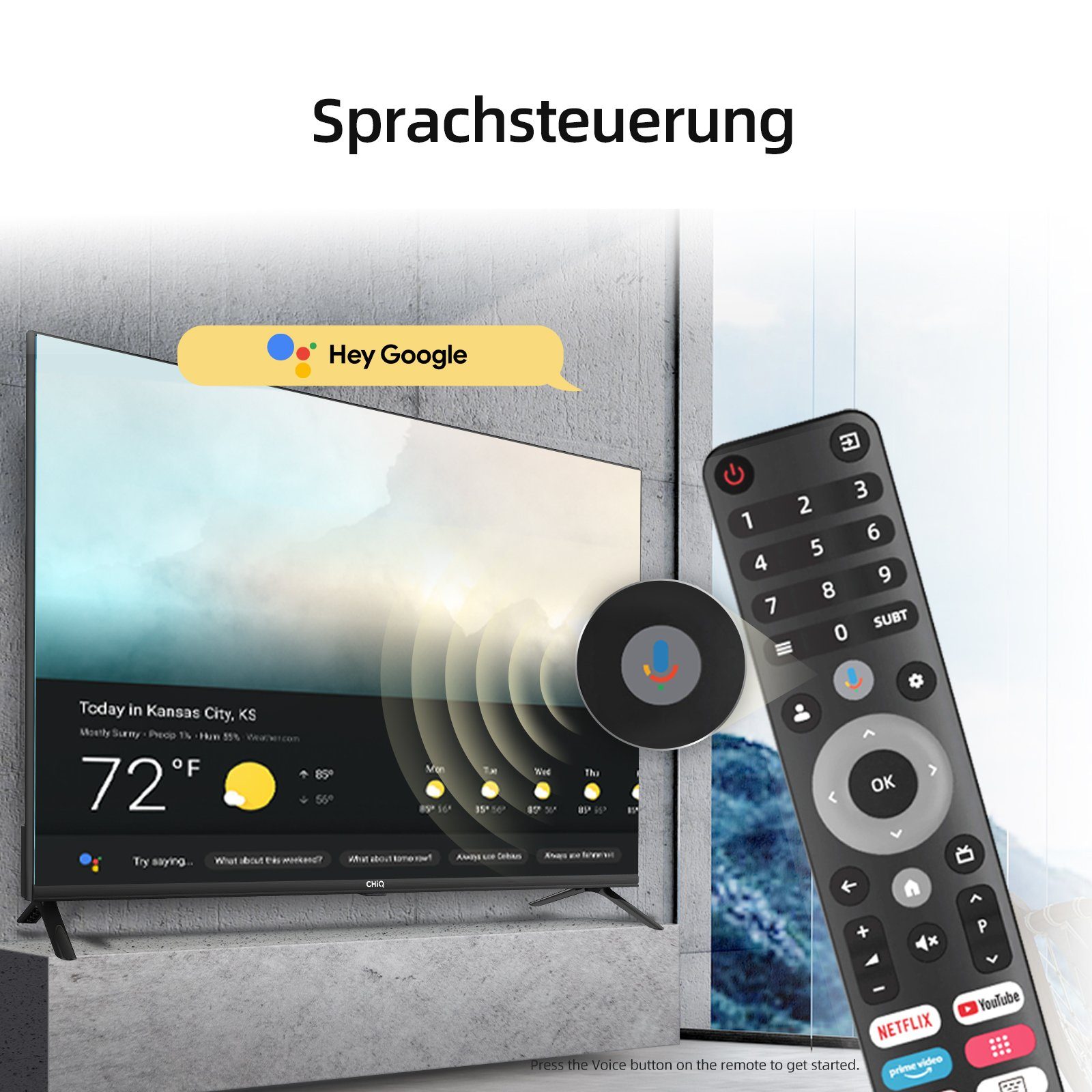 CHiQ L40H7G LED-Fernseher (100,00 cm/40 Zoll, Full HD, Smart-TV, Google TV, Google Assistant,Chromecast,Youtube,Triple Tuner(DVB-T2/T/C/S2)