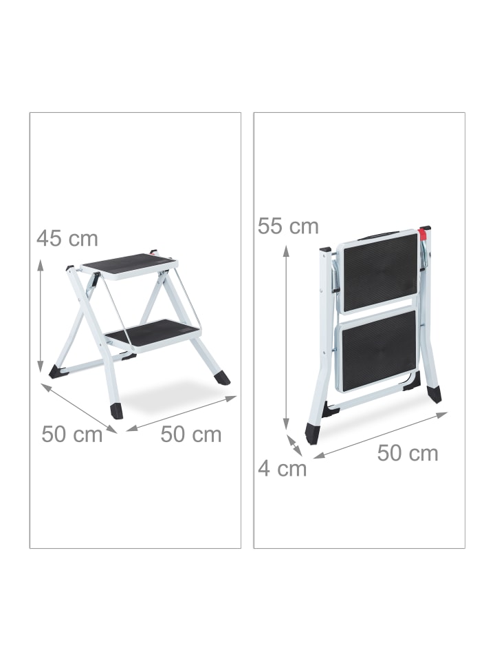 relaxdays Trittleiter in Weiß - (B)50 x (H)45 x (T)50 cm günstig kaufen onesize