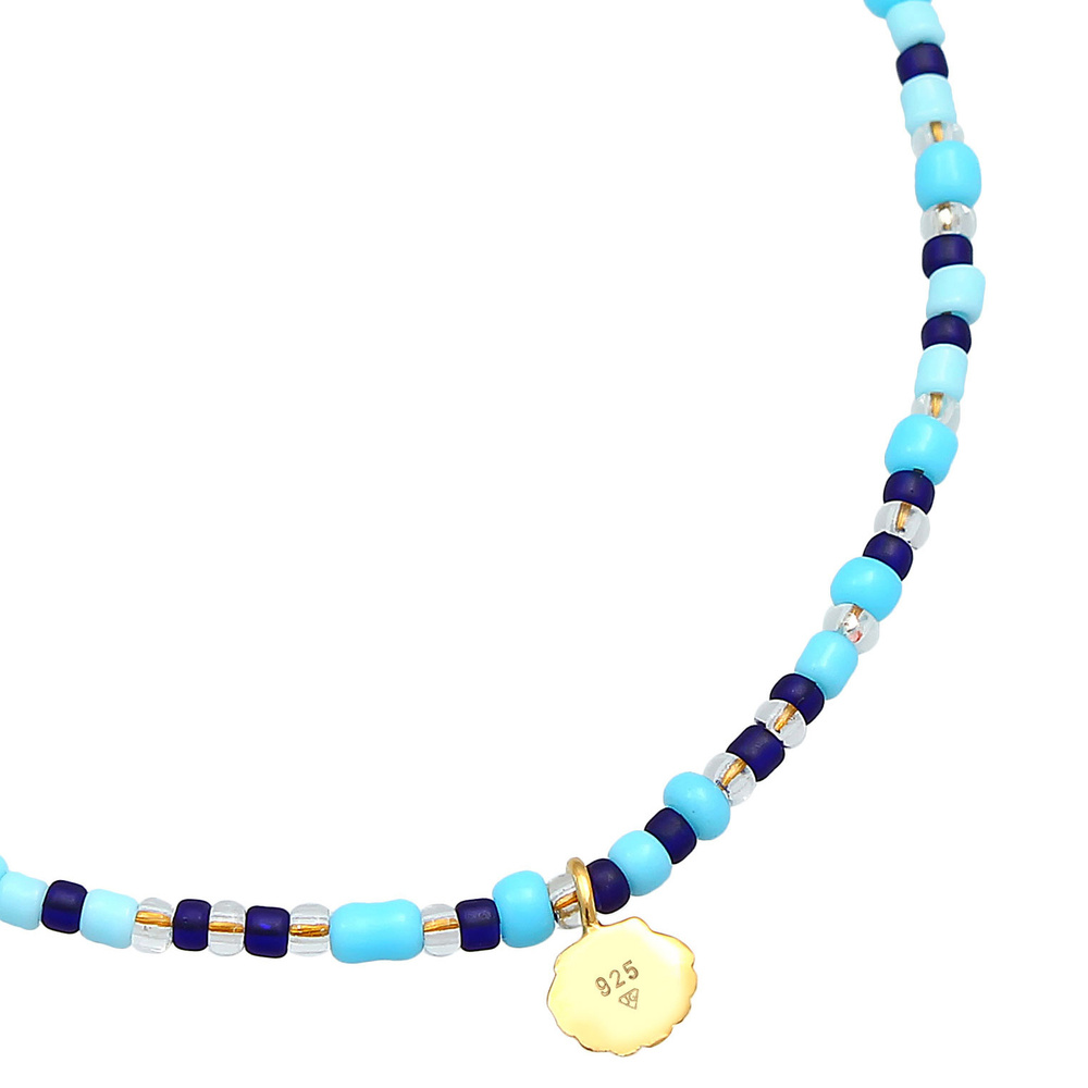 Elli Elli Bracelet de Cheville Femmes Shell Glass Balls Colorful Summer Beach Ajustabl Bijoux