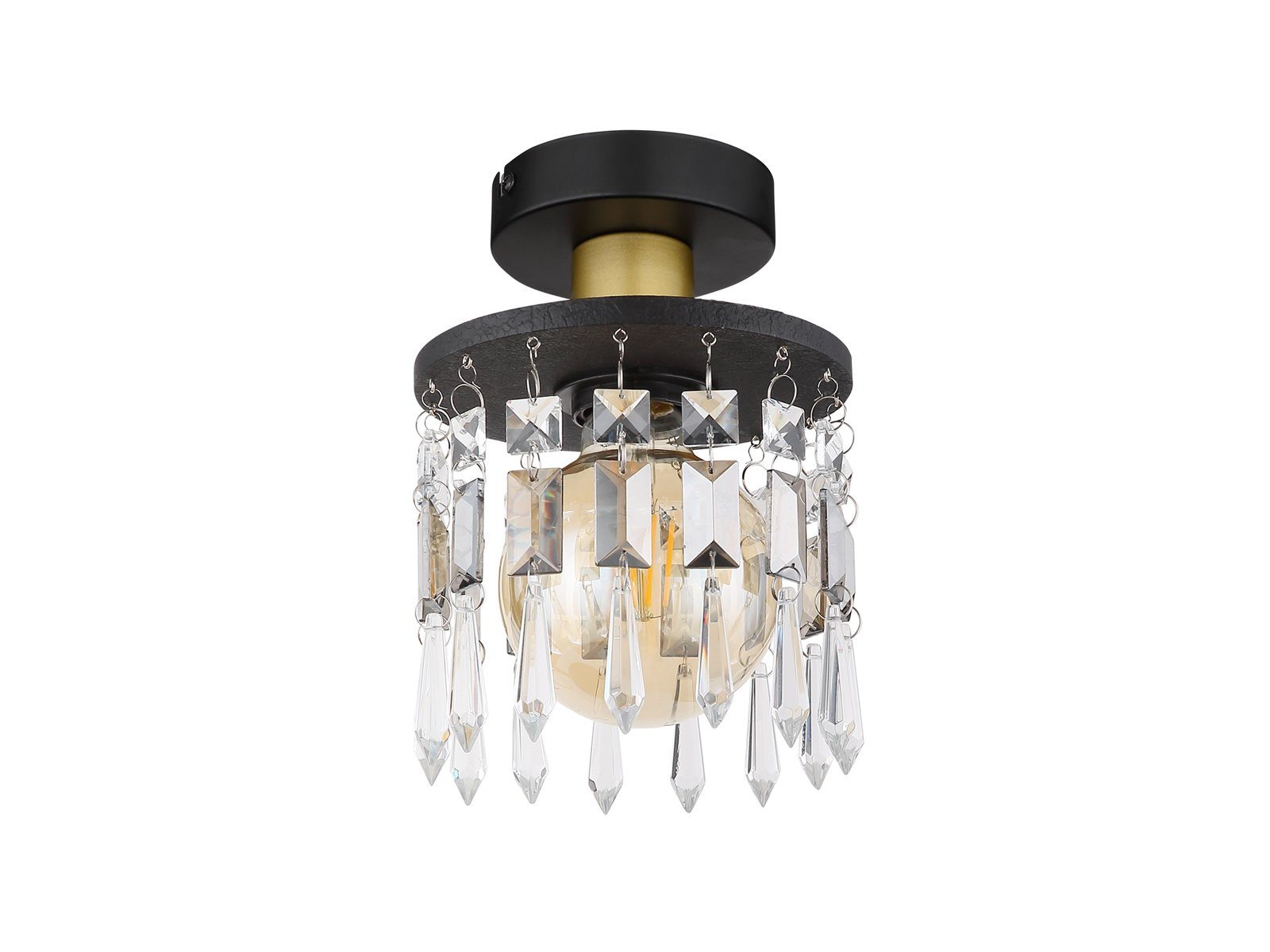 meineWunschleuchte LED Deckenleuchte, LED wechselbar, warmweiß, kleine ausgefallene Designer Lampe mit Kristall für Treppenhaus Ø 15cm