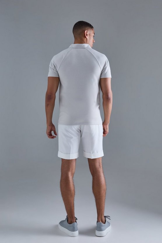 Slim-Fit Raglan Poloshirt mit Reißverschluss