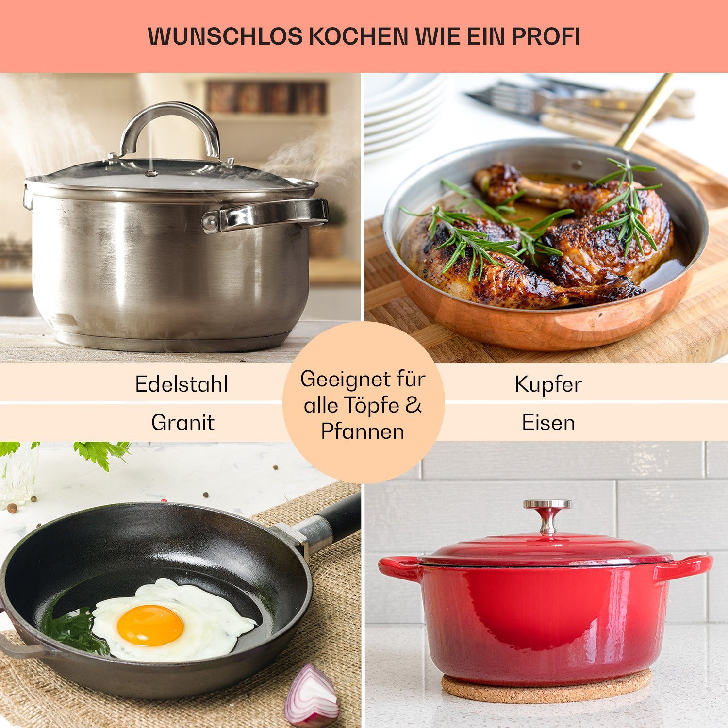 Klarstein Gas-Kochfeld Alchemist 4 Zonen Gaskochfeld Aluminium-Brenner Glaskeramik schwarz CP11-Alchemist-4, 4 flammen brenner Kochfelder Gaskochfelder