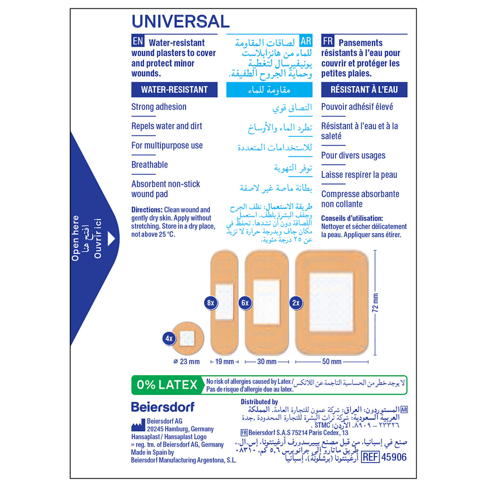 hansaplast Pansements Universal Lavables Bandage, pansement, sparadrap