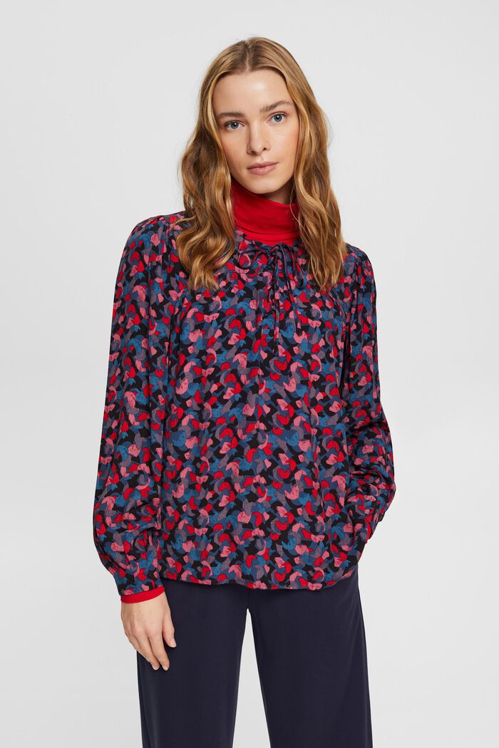 Gemusterte Bluse mit Bindedetail