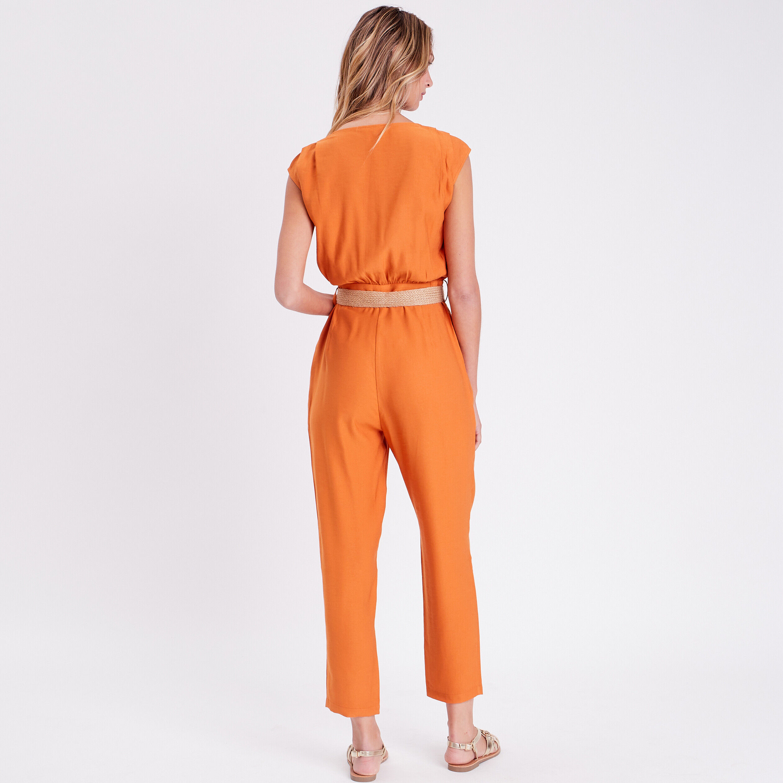 Combinaison pantalon ceinturée orange femme | Cache Cache