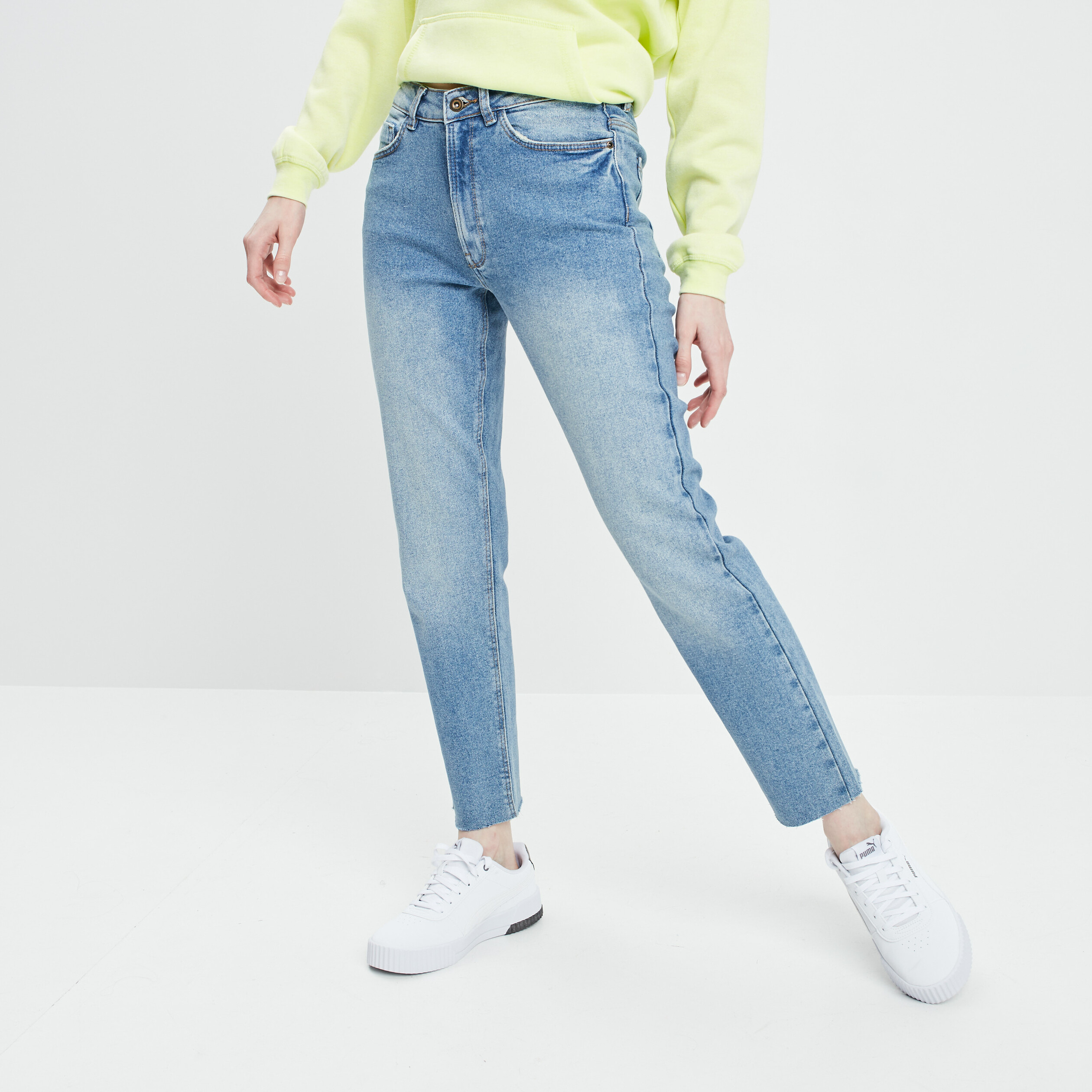 Jeans straight taille haute denim double stone femme | La Halle