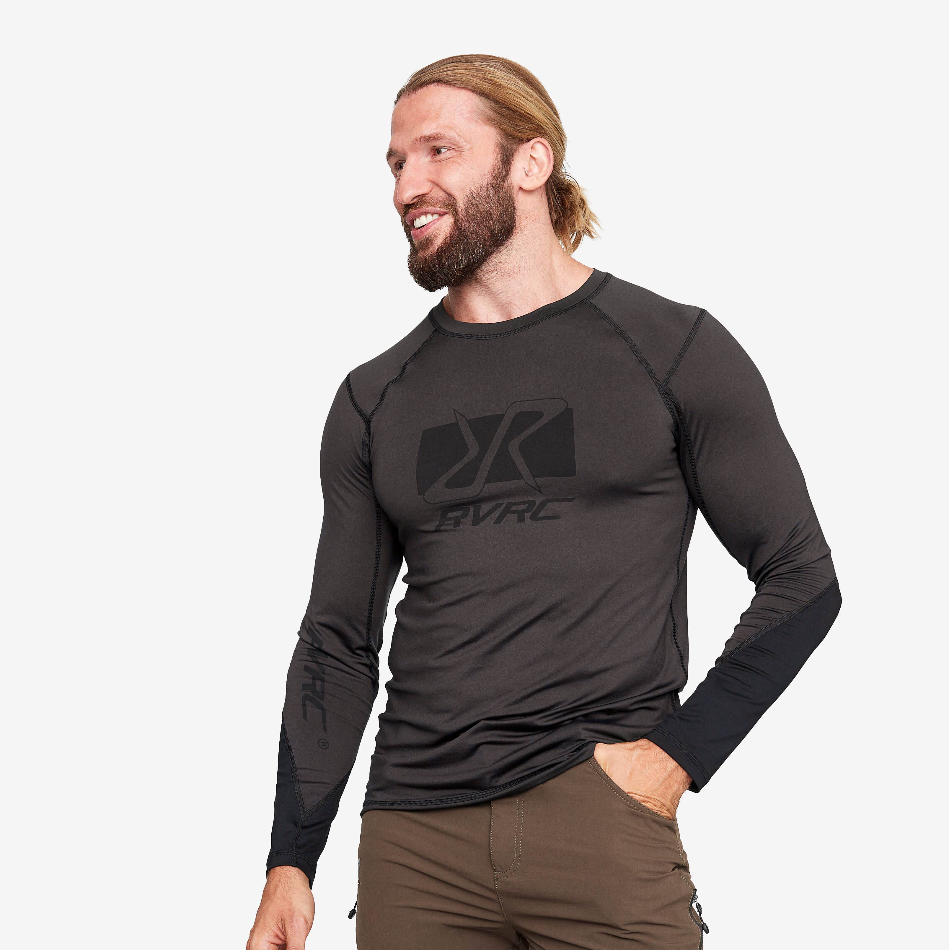 Trail Long Sleeve Tee Homme Anthracite/Black