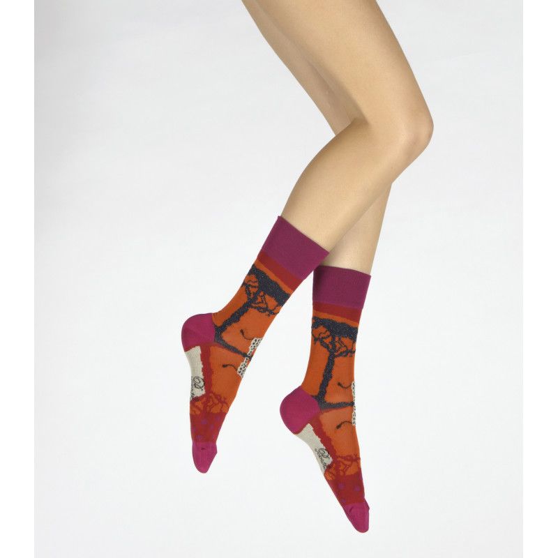 Berthe aux grands pieds  Chaussettes La Girafe  - Orange Rose