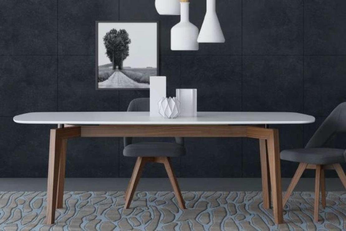 JVmoebel Esszimmer-Set Esszimmergarnitur Luxus Möbel Esstisch Stühle Anrichte Echtholzmöbel, (9-St., Esstisch, Anrichte, 4x Stühle, Spiegel), Made in Europe