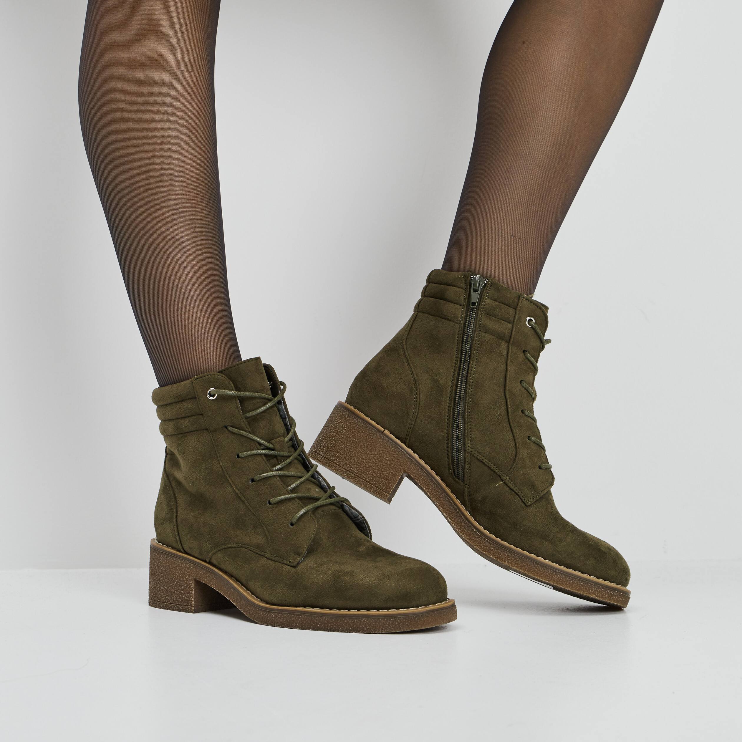 Bottines à talons vert kaki femme | La Halle