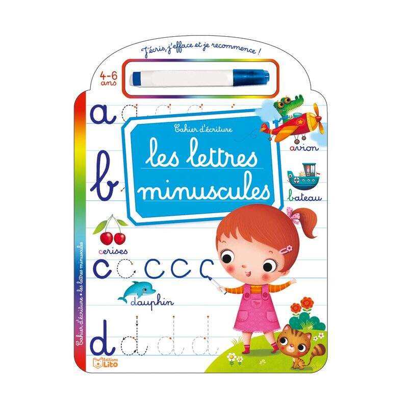 Livre effaçable J'écris lettres minuscules - Lito