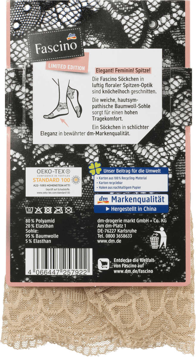 Socken mit Spitze braun Gr. 39-42, 1 St