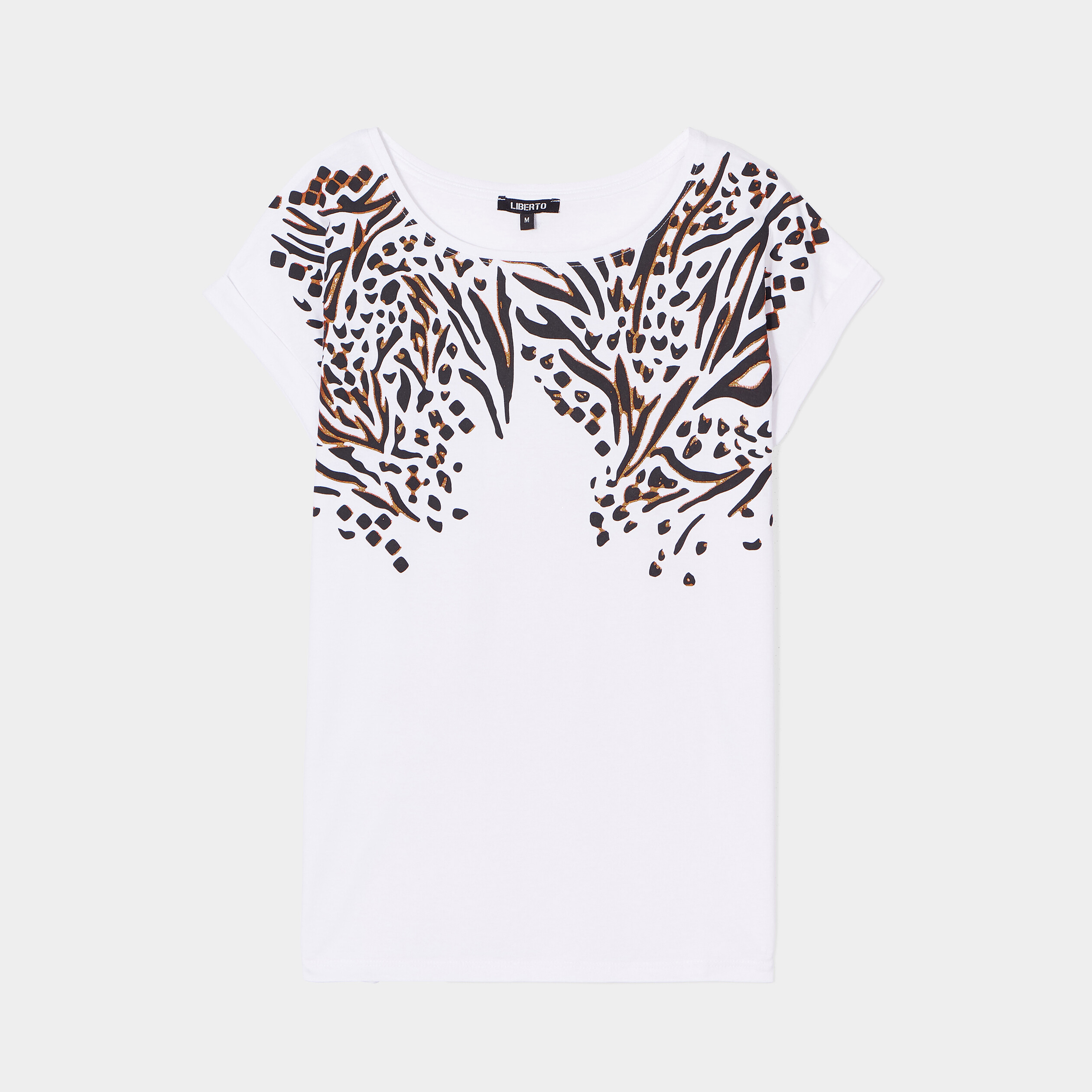 T-shirt ajusté col rond coton Liberto ecru femme | La Halle