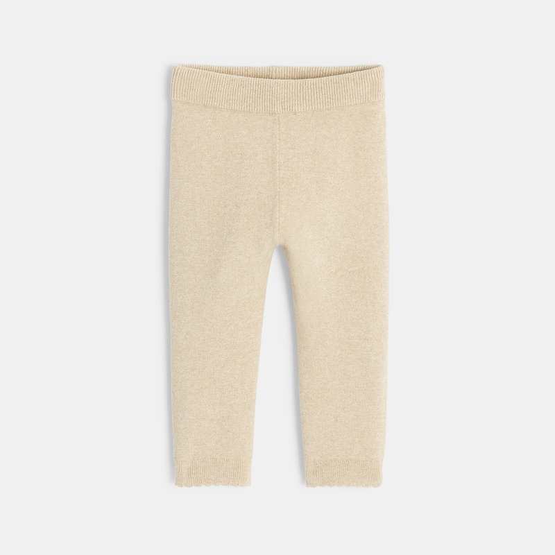 Legging tricot chiné beige bébé fille