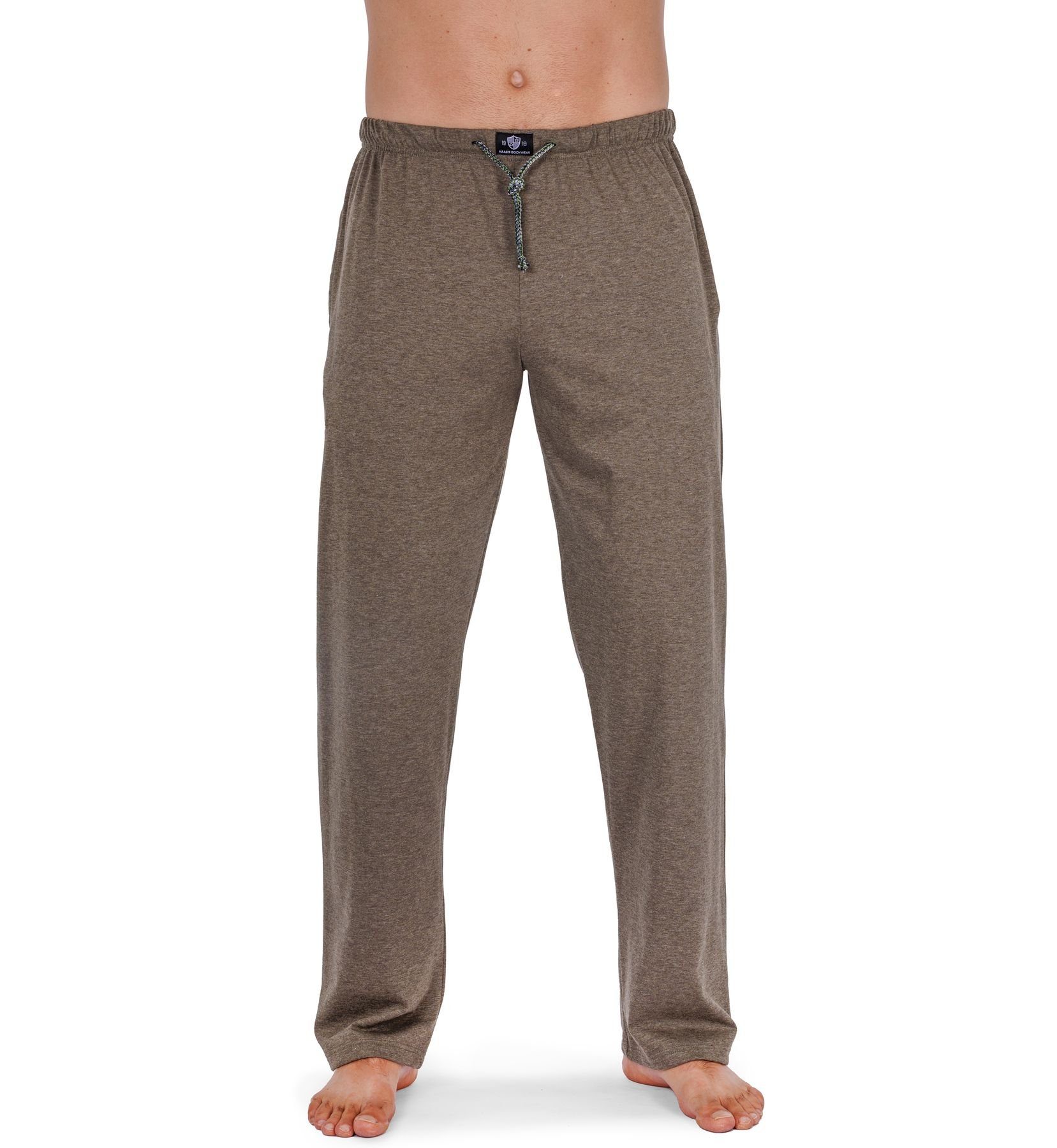 HAASIS Bodywear 1919 Pyjamahose Herren Jerseyhose 77119873-olivmeliert (Packung, 1-tlg., 1er Pack) Optimale Passform, pflegeleicht, hautsympatisch, strapazierfähig