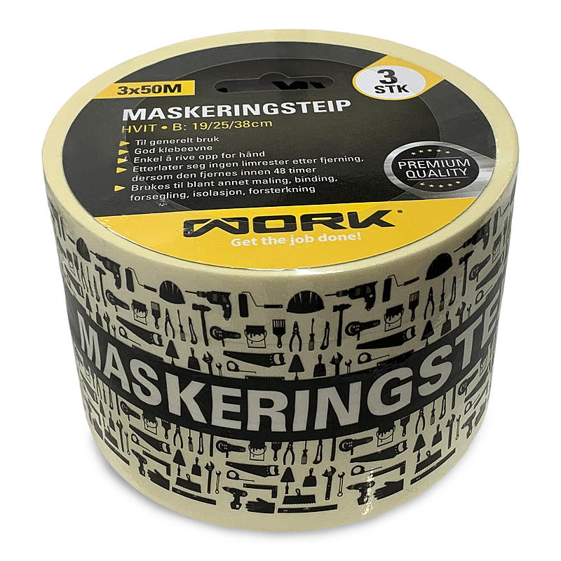 Work Maskeringstape 3x50 m, 19/25/38 mm, Work