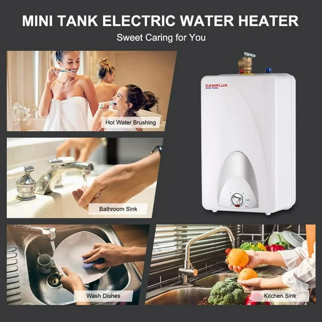 Camplux ME40N 4-Gallon Mini Tank Electric Water Heater with Cord Plug, 120 V