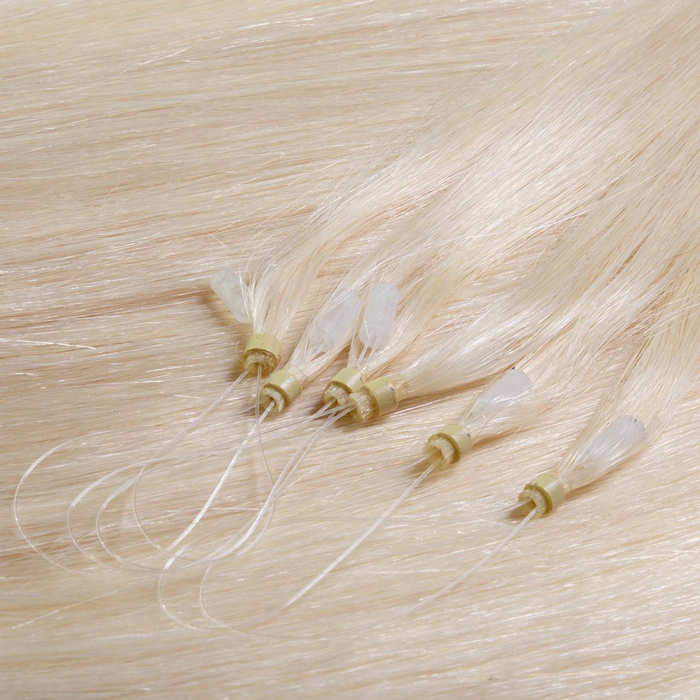 hair2heart Extensions à froid Microring Premium cheveux naturels #60 Blond clair 0.5g extensions