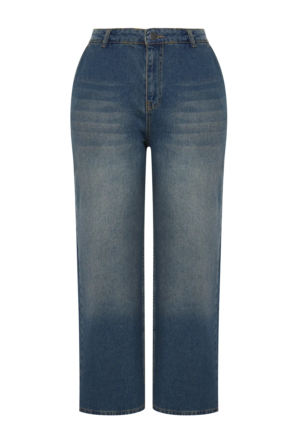 Trendyol Curve  Blaue Hose mit hoher Taille und weitem Bein - TBBSS24CJ00048