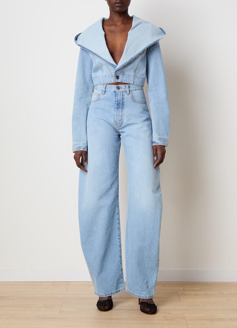 Alaïa Cropped denim jacket with hood