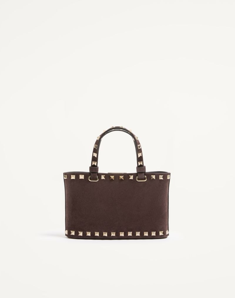 Mini sacola de compras Rockstud em camurça