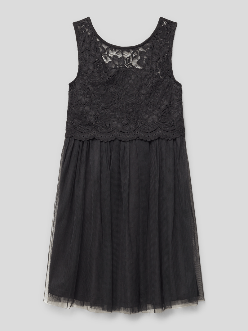 Kleid mit Spitzenbesatz in schwarz