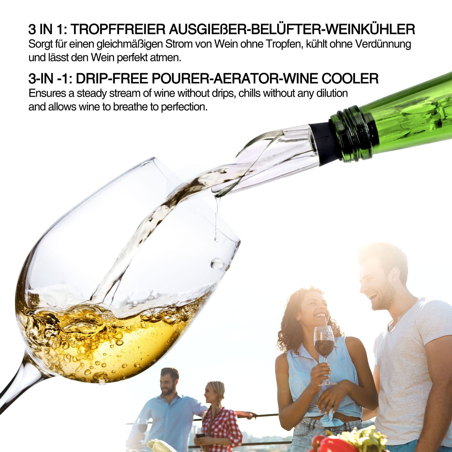 Dimono Outdoor-Flaschenkühler Wein-Kühlstab, 4-in-1 Premium Flaschenkühler