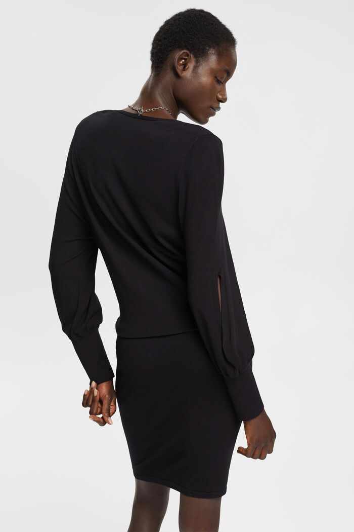 Strickkleid mit Ärmelschlitzen, LENZING™ ECOVERO™