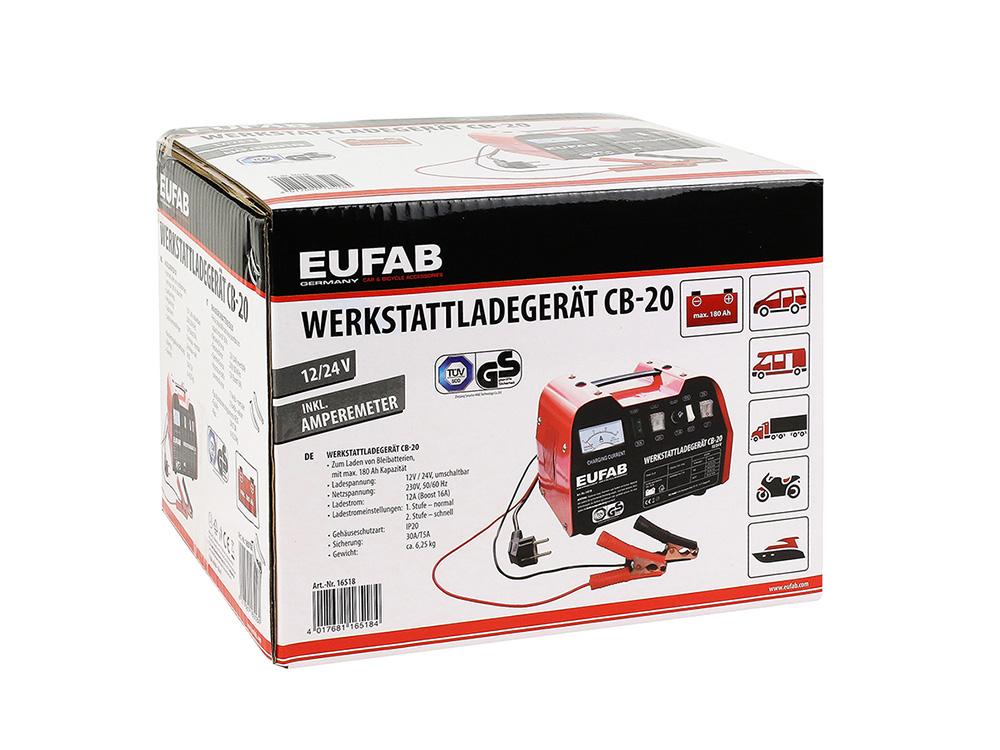 Eufab Werkstattladegerät 12/24V 18/12A CB-20