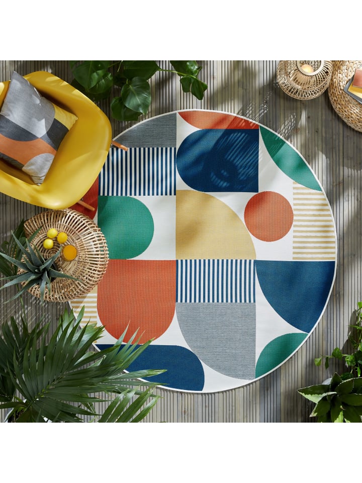 KADIMA DESIGN Bunter kreisrunder Outdoor-Teppich, lebendiges Design günstig kaufen onesize