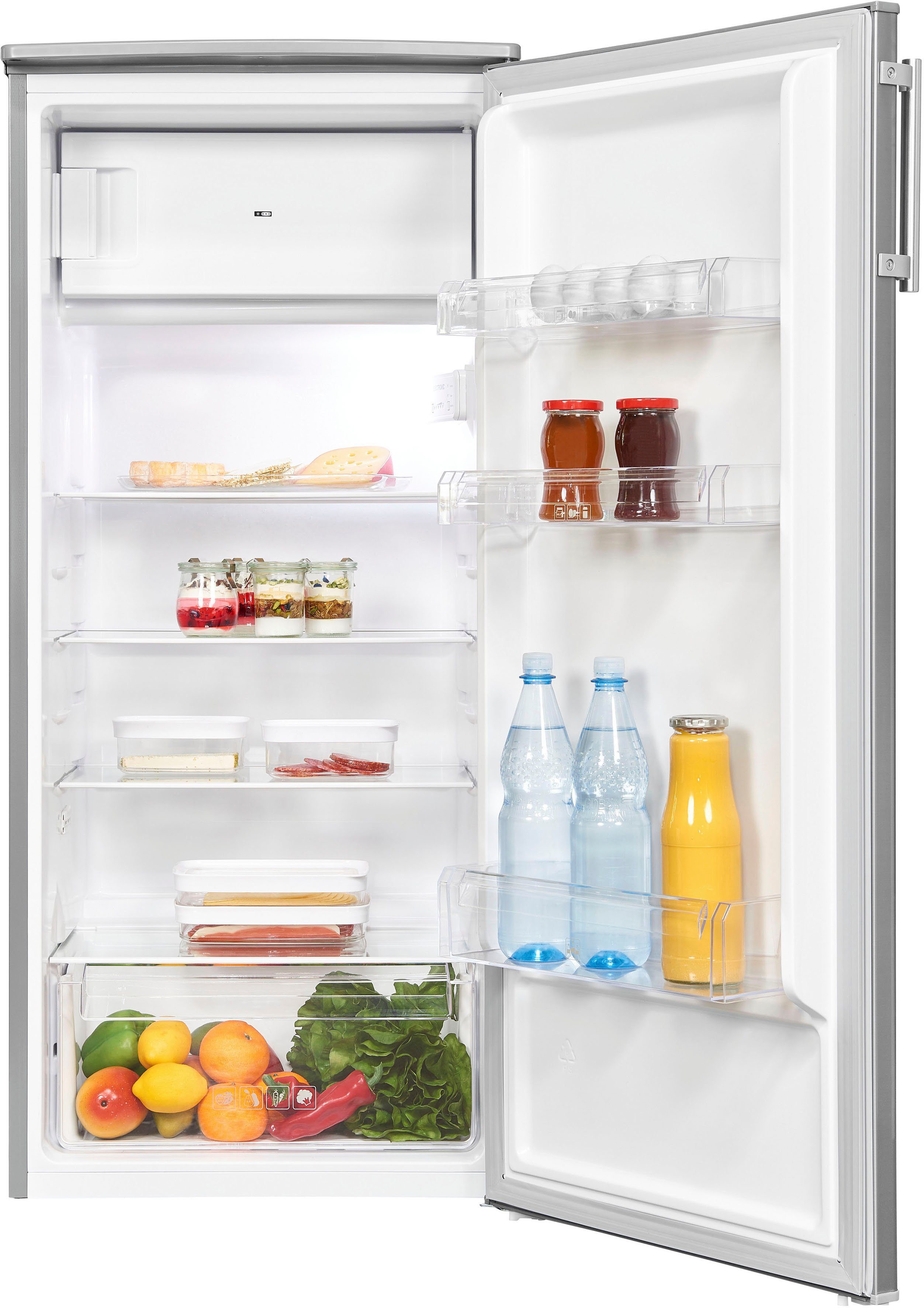 exquisit Kühlschrank KS185-4-HE-040E inoxlook, 122 cm hoch, 55 cm breit