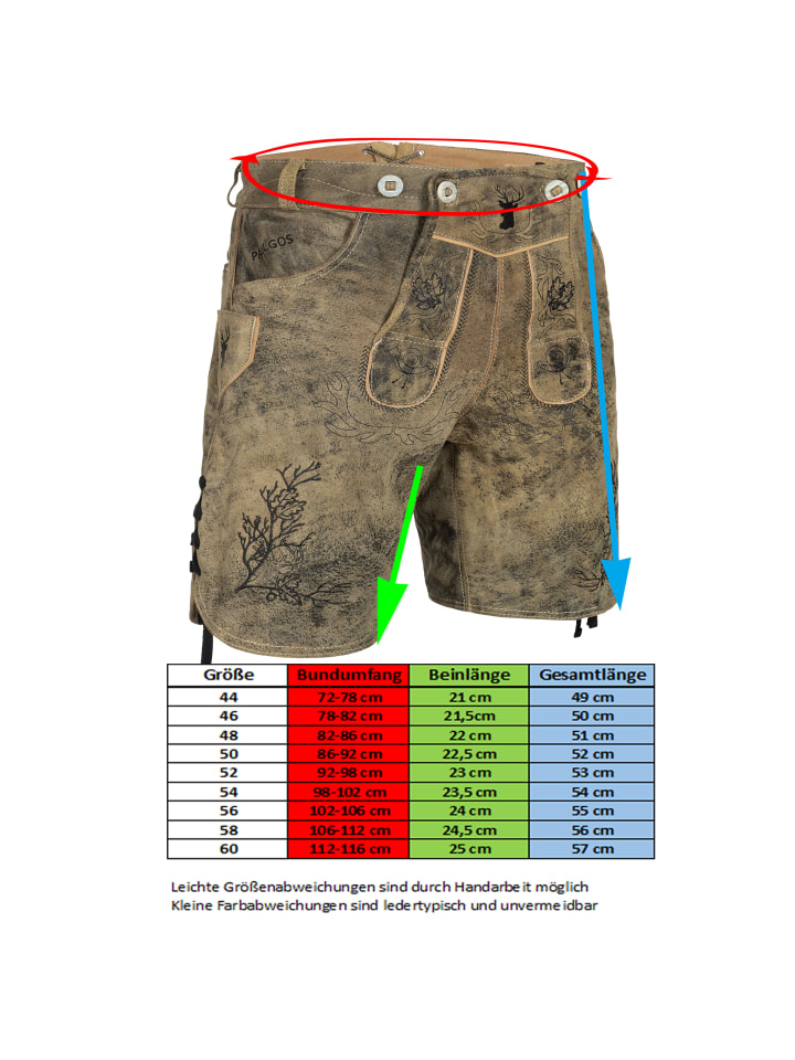 PAULGOS Lederhose Kurz Echtleder HK3 ANTIK in Krokodilgrün günstig kaufen