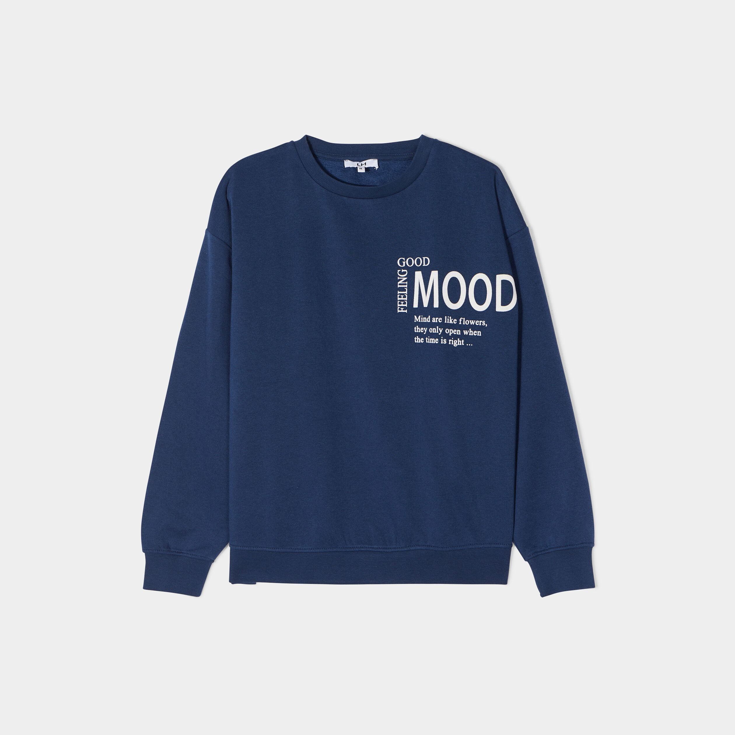 Sweat col rond manches longues bleu pétrole femme | La Halle