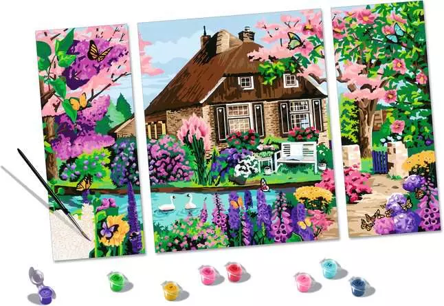 CreArt Zauberhaftes Cottage - Malen nach Zahlen für Erwachsene