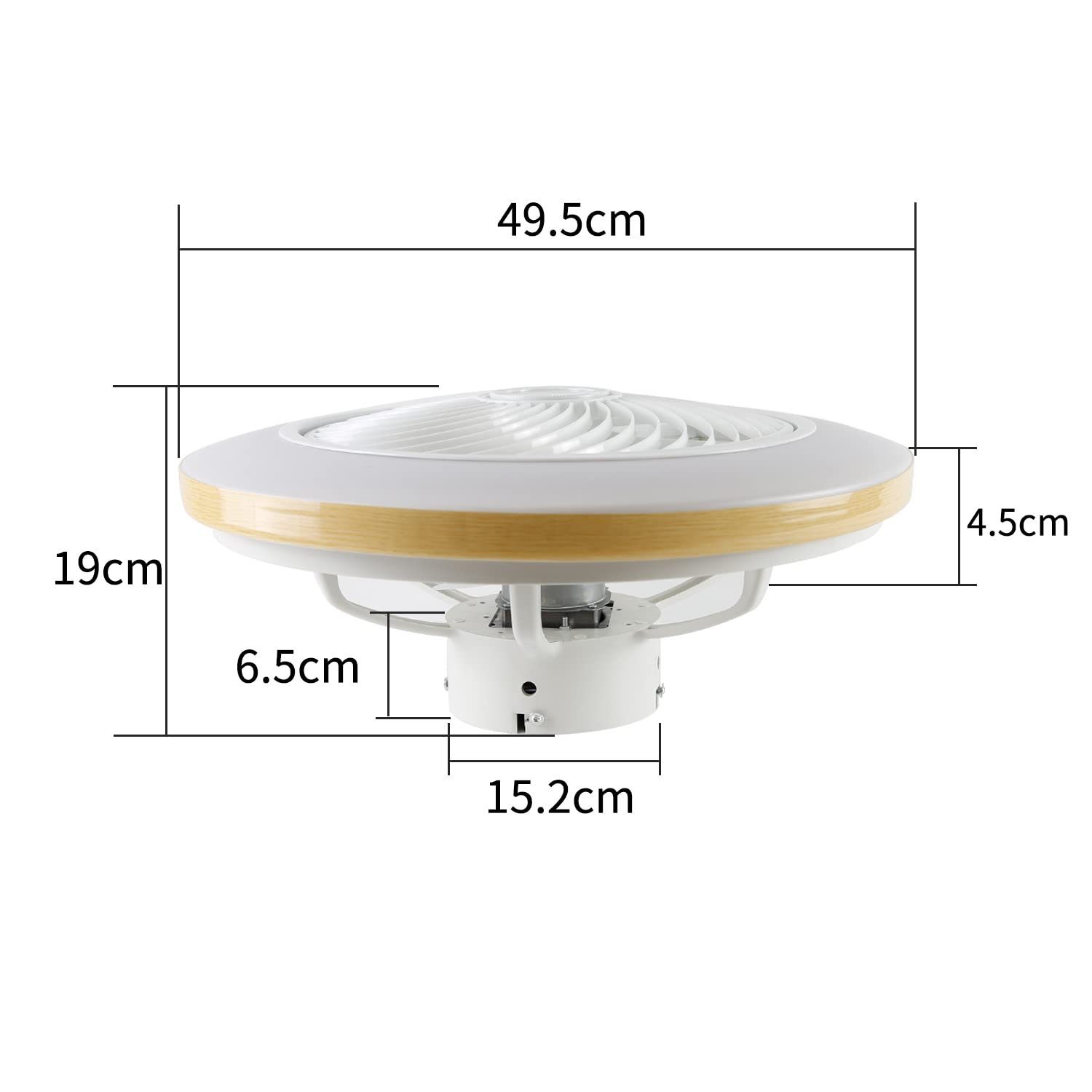 ZMH Deckenventilator Led mit Beleuchtung Fan Leise Fernbedienung Timer Dimmbar, 50 x 50 x 20 cm