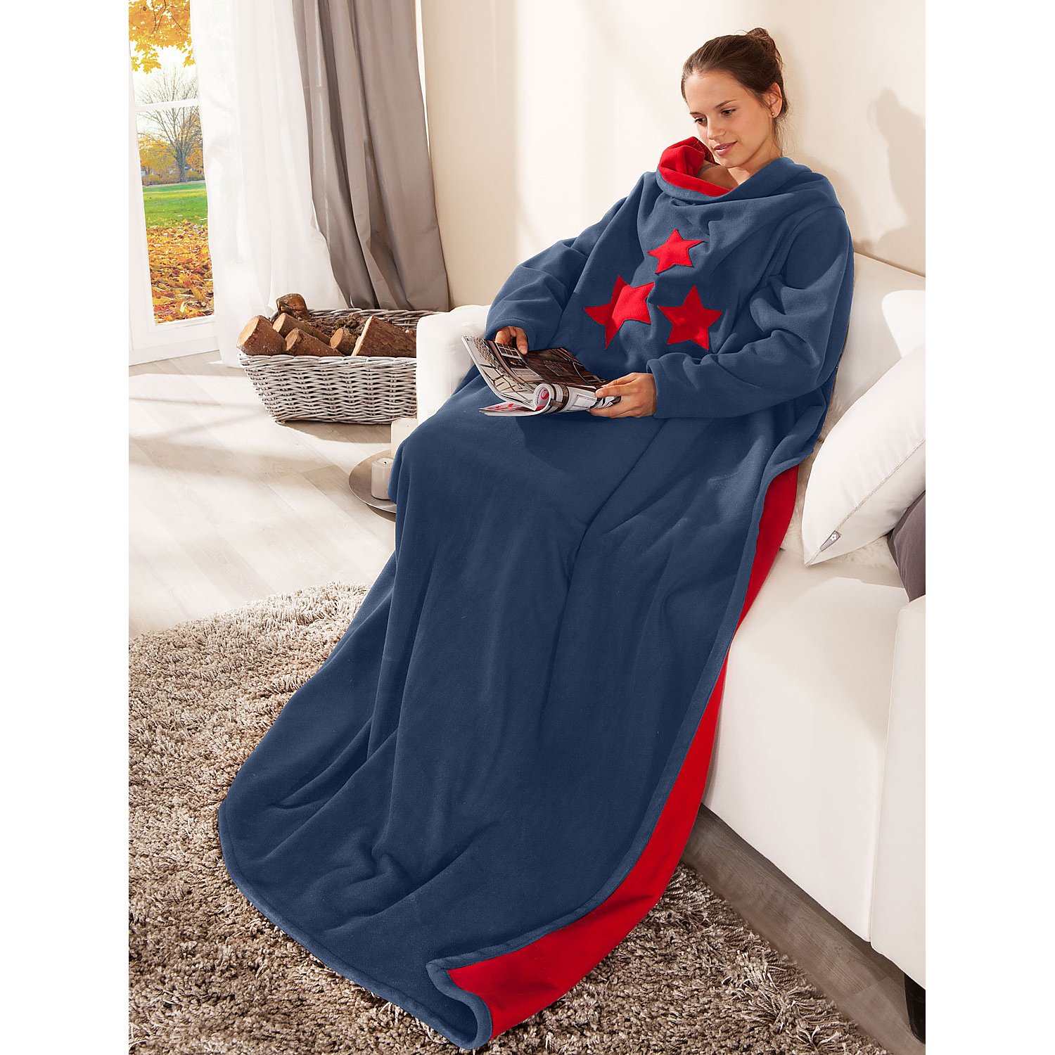 Fleecestoff, jeansblau