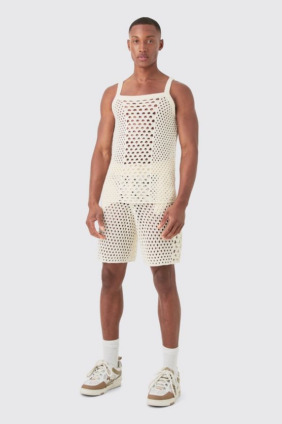 Muscle-Fit Strick-Tanktop mit Shorts