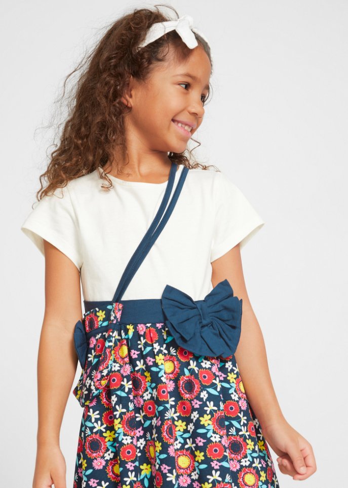 Mädchen Shirtkleid + Tasche (2-tlg. Set) aus Bio-Baumwolle