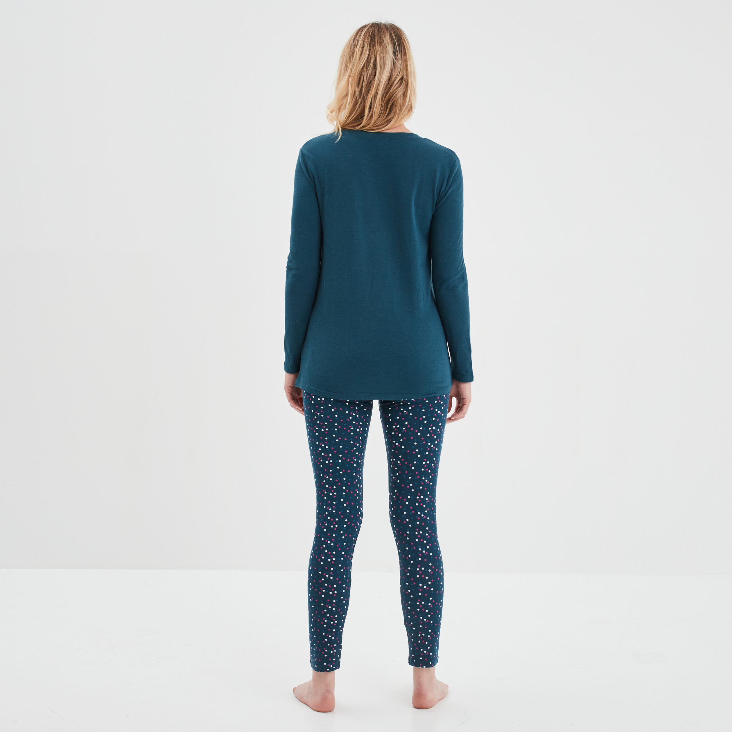 Ensemble pyjama legging 2 pièces bleu canard femme | La Halle
