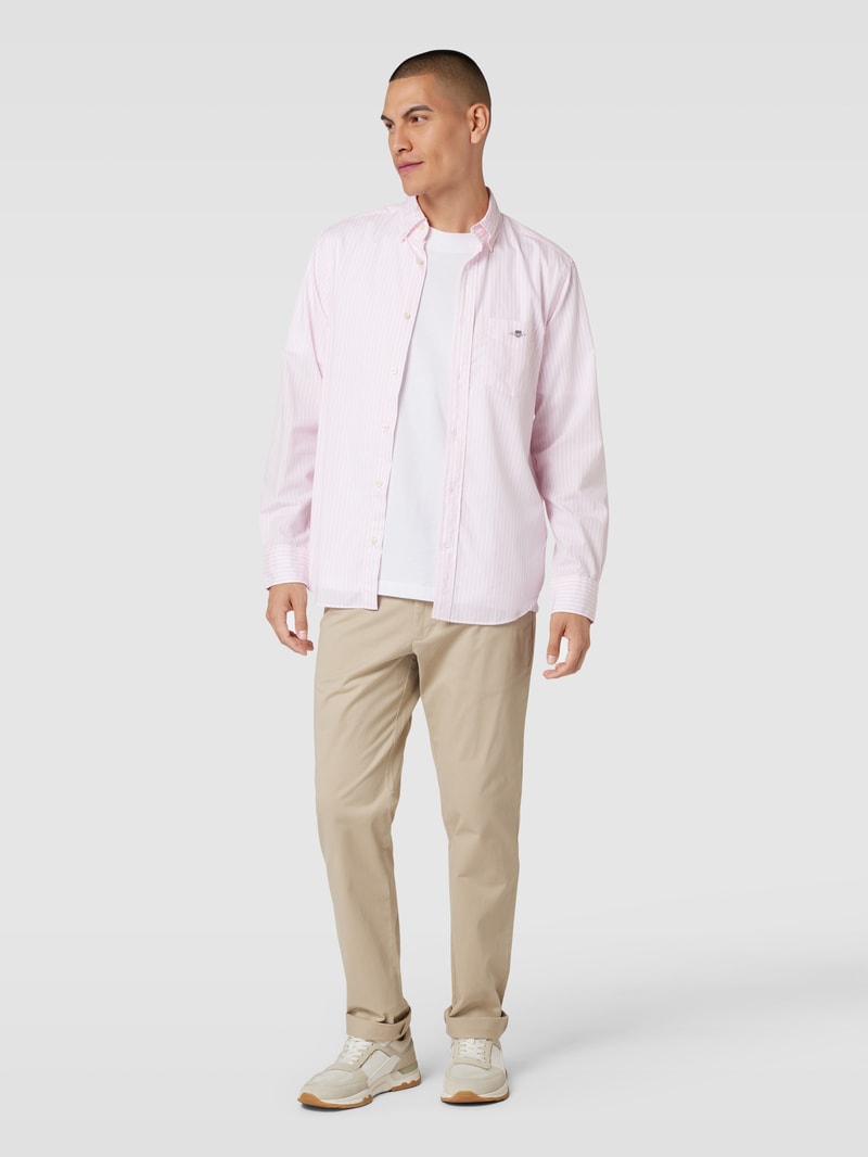 Regular Fit Freizeithemd mit Streifenmuster in rosé