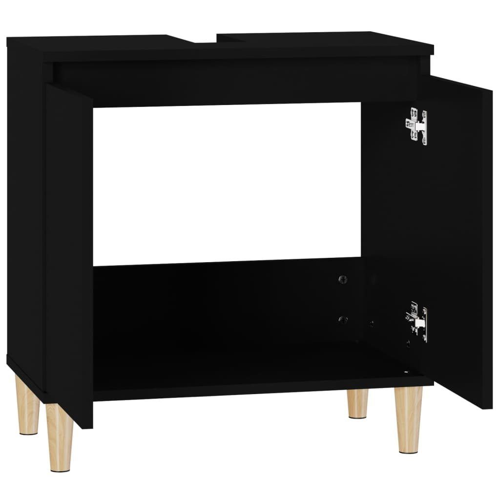 vidaXL Badezimmerspiegelschrank Waschbeckenunterschrank Schwarz 58x33x60 cm Holzwerkstoff (1-St)