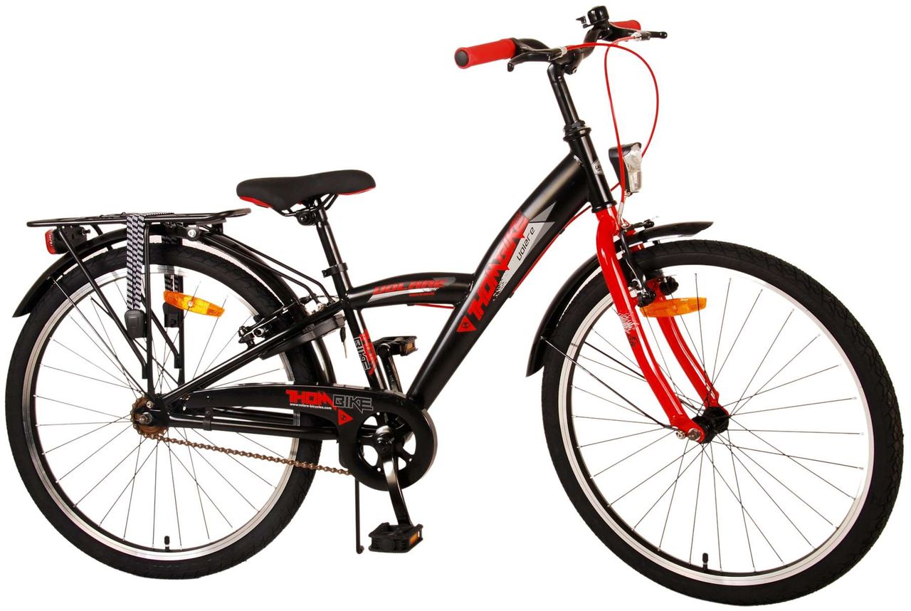 Volare Thombike Kinderfahrrad - Jungen - 24 Zoll - Schwarz Rot - Zweihandbremsen