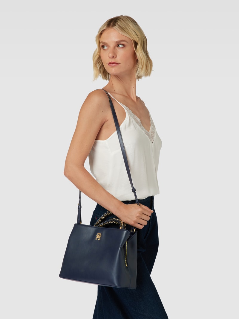 Tote Bag mit Henkeln in metallic Modell 'FEMININE' in marineblau