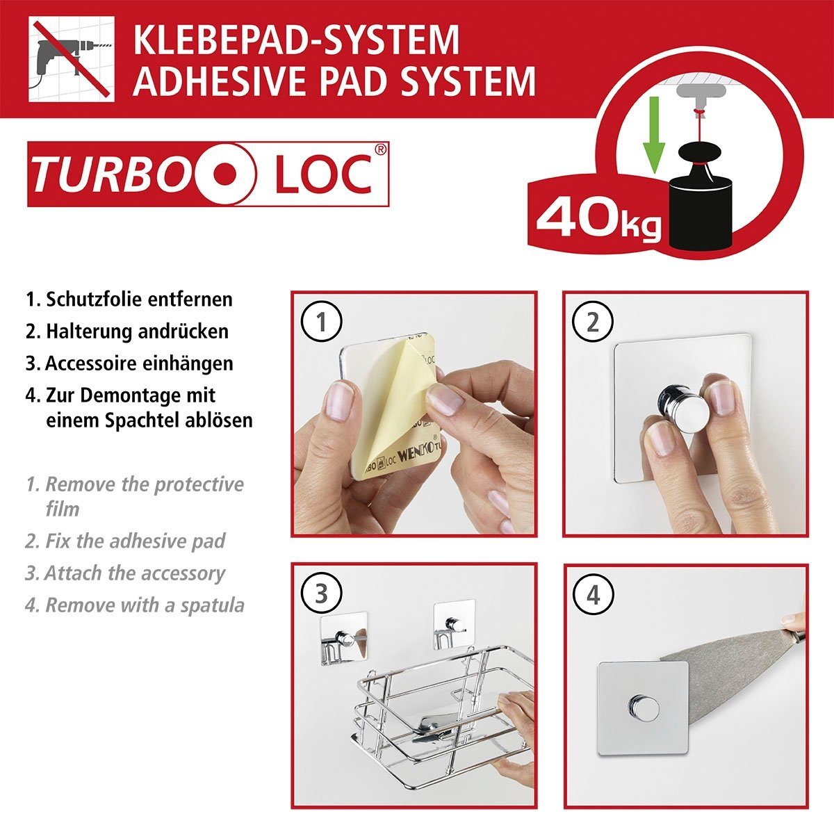 WENKO Eckregal Turbo-Loc Quadro, 1 Ablage