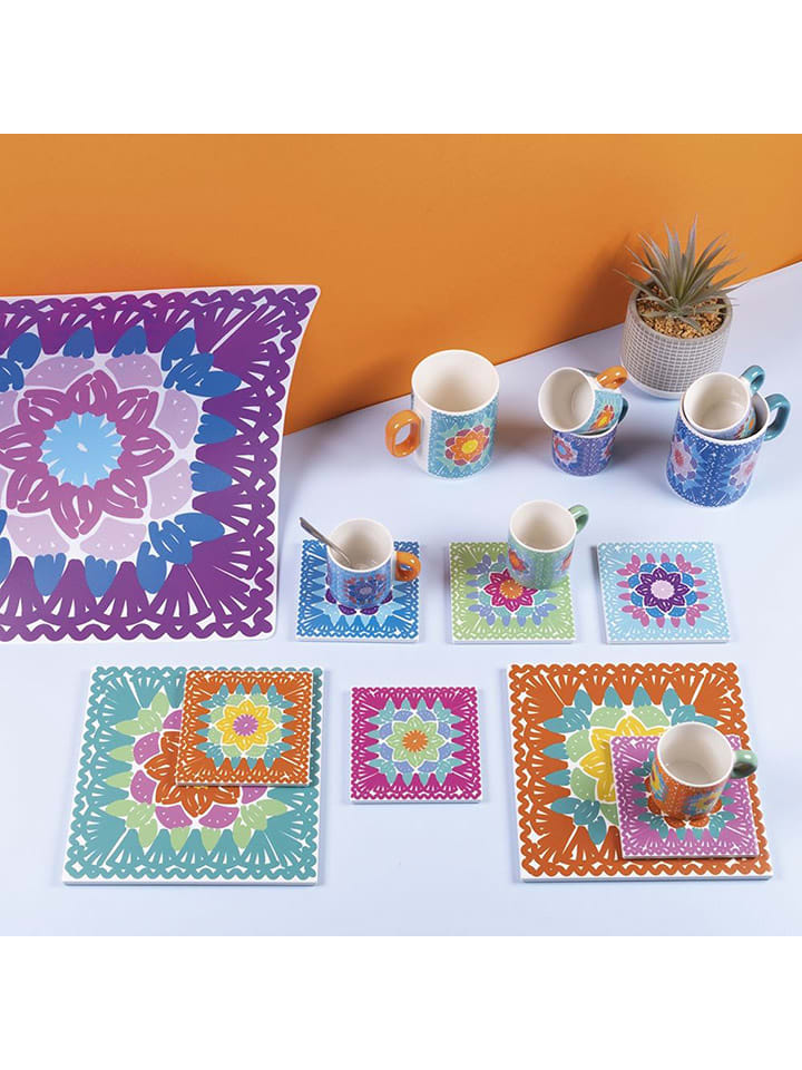Villa d´Este 6er-Set: Tischsets in Hellblau/ Orange/ Lila - (L)37 x (B)37 cm günstig kaufen onesize