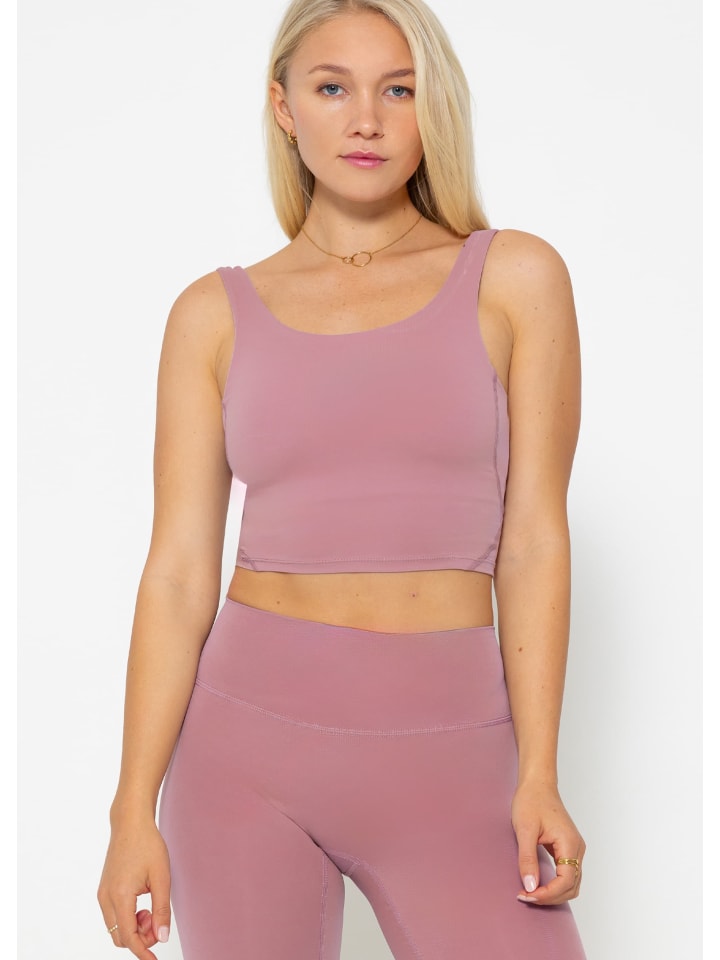 SASSYCLASSY Sport BH mit breiten Trägern und Rückenausschnitt in Rosa günstig kaufen