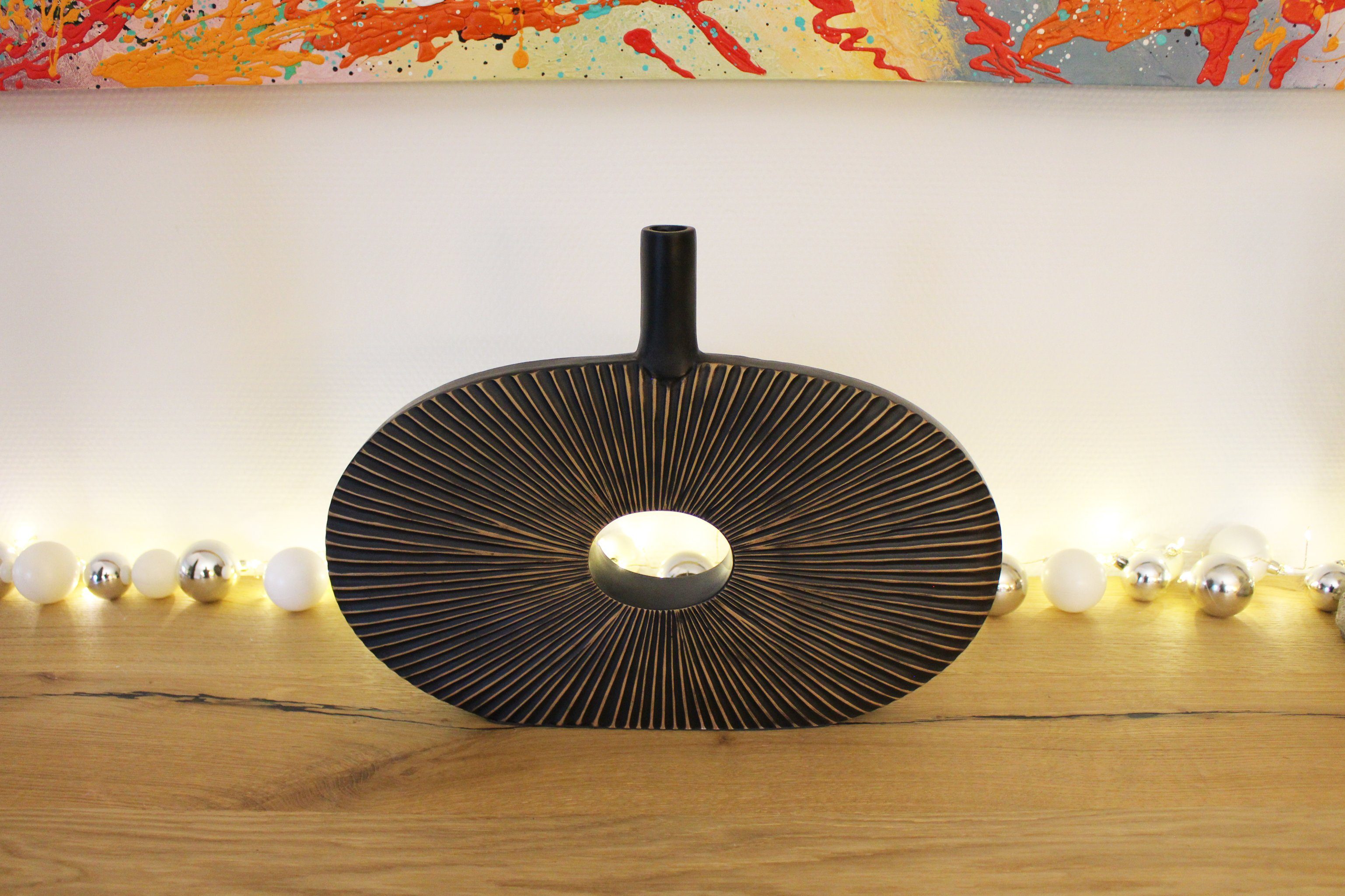Arnusa Dekovase Blumenvase moderne Vase geriffelt Braun Dekoration, große Tischvase mit Filzgleiter